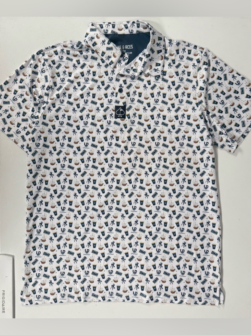 Pins And Aces Performance Golf Polo Little Dilly AOP Limited Pattern Men Large